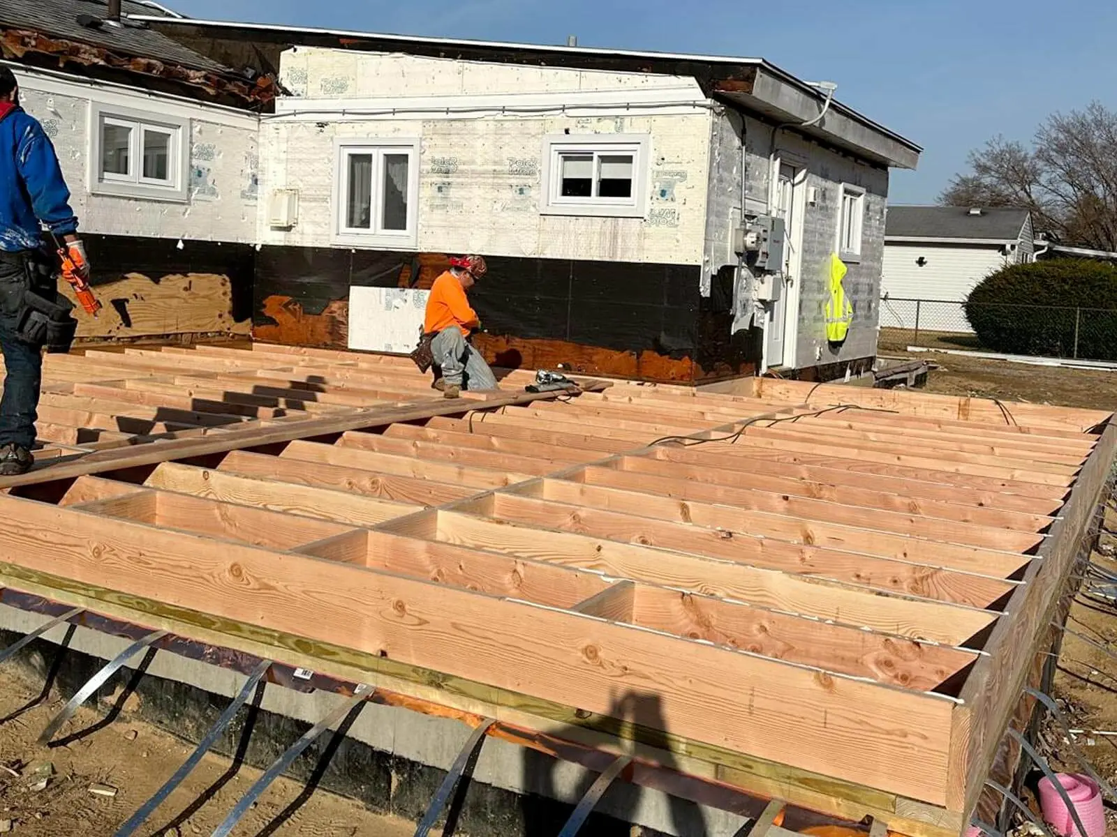 Floor framing for a residential home addition